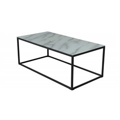 Soffbord Rock 120 cm - Marmor-Look/Glas / Svart