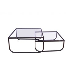 Soffbord Rocker 2-Set 80/70 cm - Svart / Glas