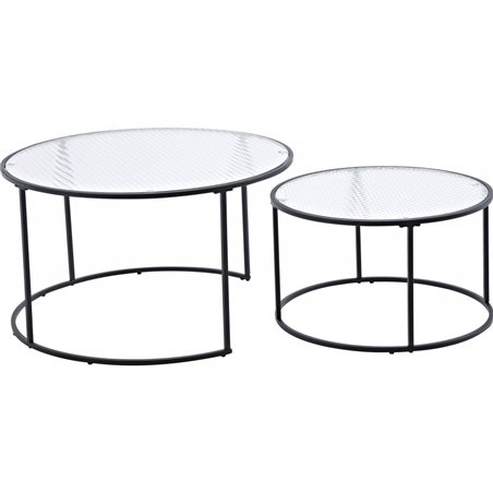 Twin Sofa Tables ø80+ø60 - Black / Pressed Glass