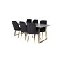 Estelle Dining Table 200*90*H76 - Grey / Brass, Velvet Deluxe Dining Chair - Black / Brass_6