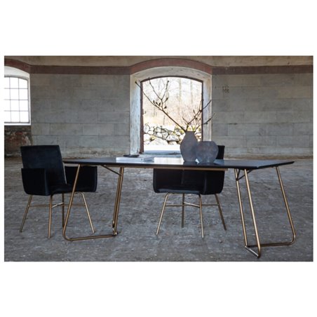 Pippi Dining Table - Distressed Copper / Black Veneer