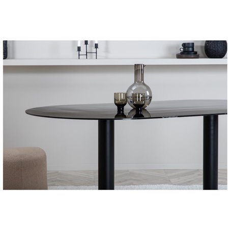 Pillan Oval Dining Table - Black / Black Glass Marble