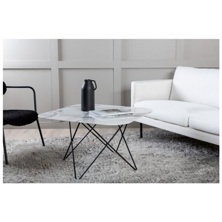 Tristar Sofa Table - Black / White Glass Marble