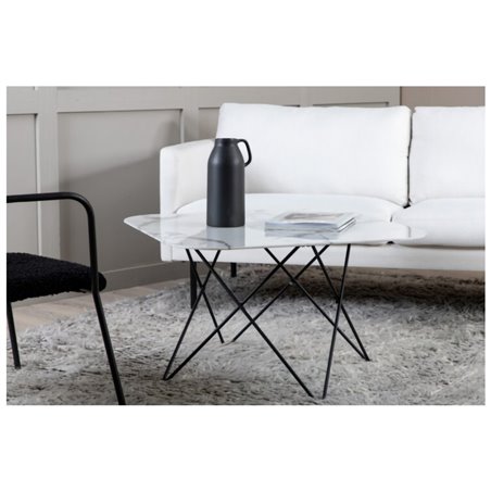 Tristar Sofa Table - Black / White Glass Marble