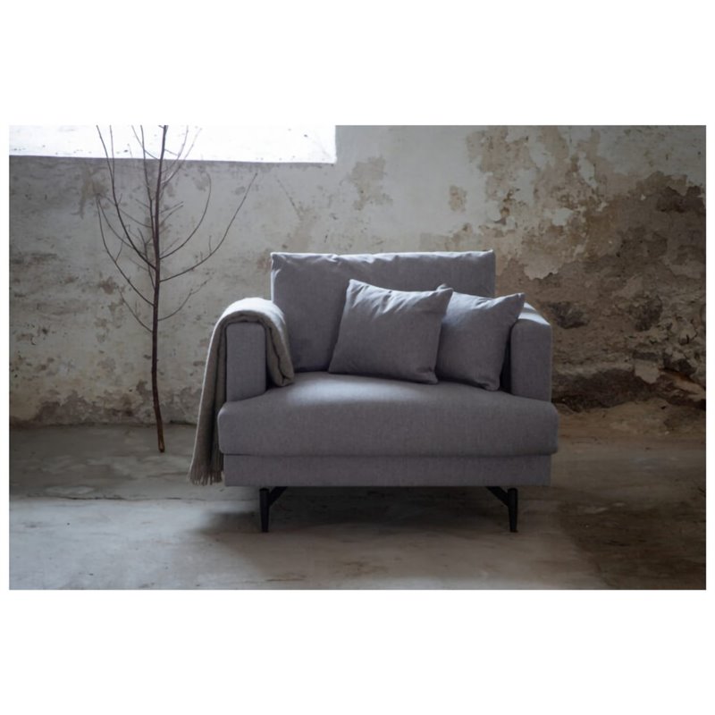 Sofia Single Sofa - Black / Grey Fabric