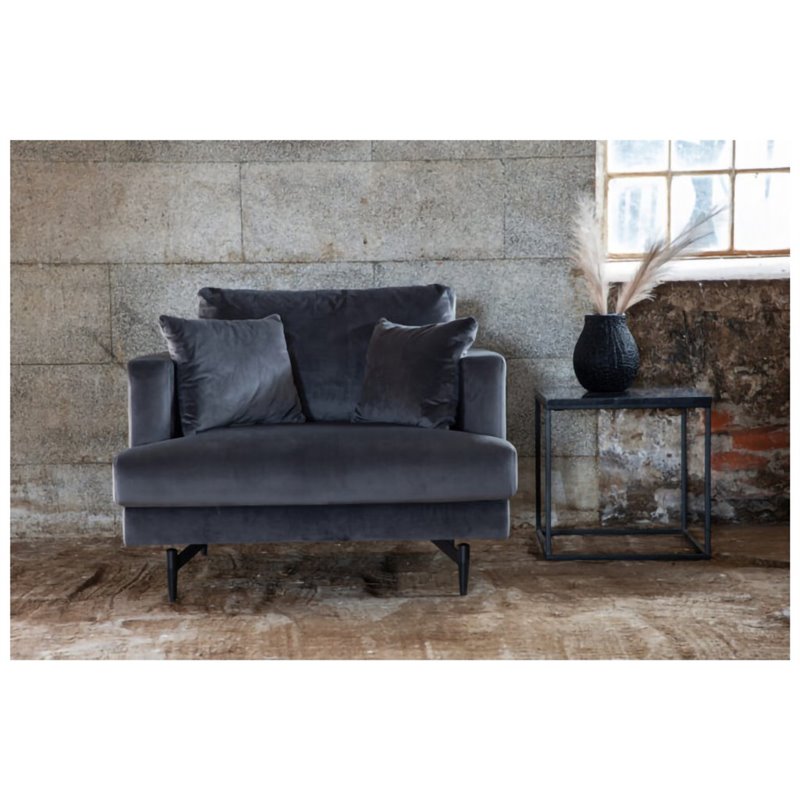 Sofia Single Sofa - Black / Dark Grey Velvet