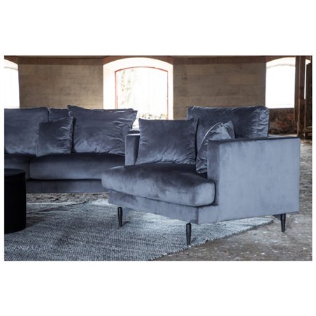 Sofia Single Sofa - Black / Dark Grey Velvet