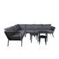 Loungegruppe Roxo - 1 Hjørnesofa - 3 Borde - Grå / Sort - Aluminium / Reb / Stof