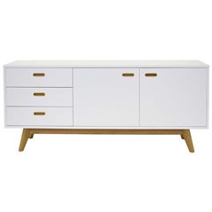 Sideboard/Skänk Bess - 170x43x72cm - Vit/Natur - Massiv Ek/Trä