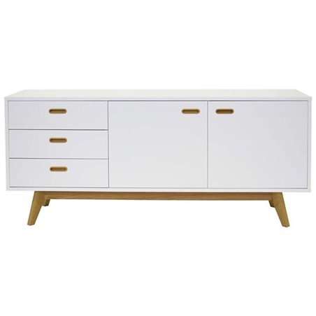 Sideboard/Skänk Bess - 170x43x72cm - Vit/Natur - Massiv Ek/Trä