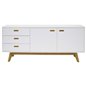 Sideboard/Skänk Bess - 170x43x72cm - Vit/Natur - Massiv Ek/Trä