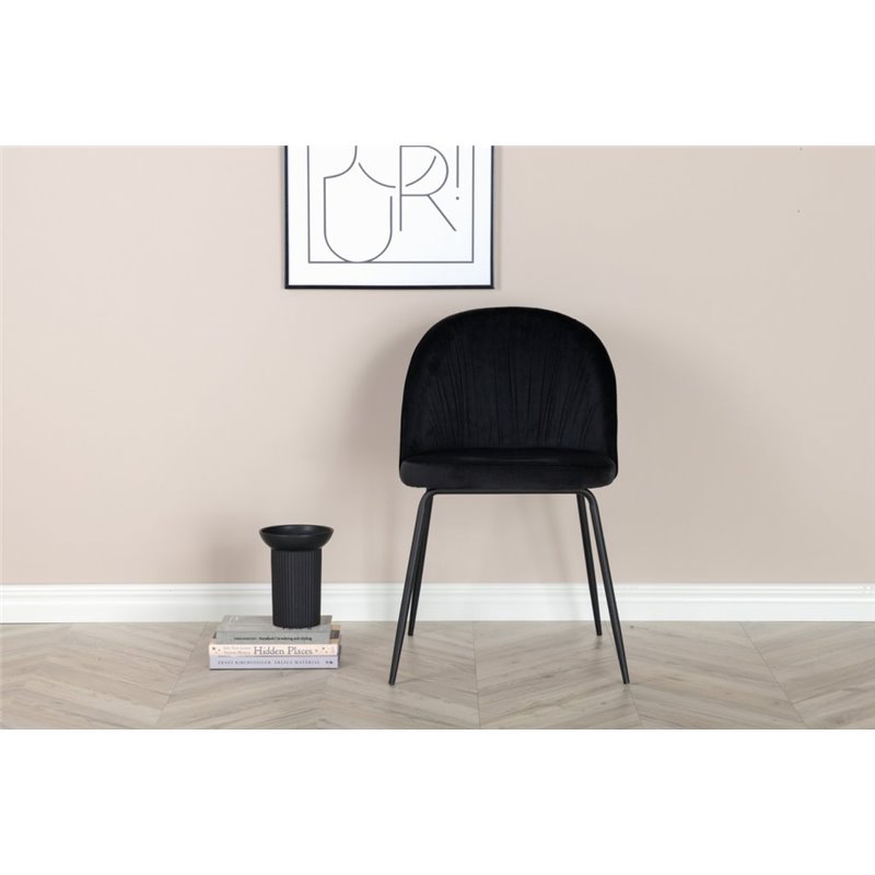 Wrinkles Dining Chair - Black Legs - Black Velvet