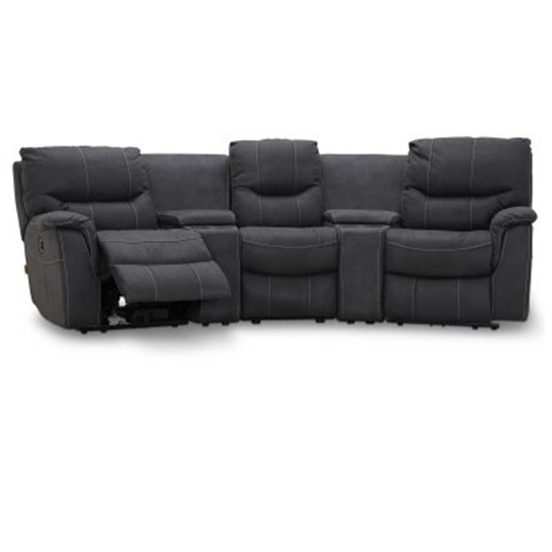 Soffa El-Recliner 3-Sits med Konsoler - Colorado - Microtyg - Grå