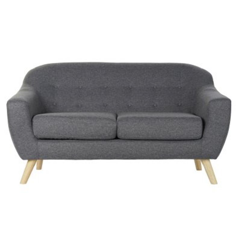 2-personers sofa DKD Home Decor Grå Polyester Gummi træ (146 x 72 x 82 cm)