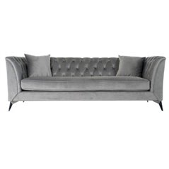 3-mans soffa DKD Home Decor Polyester Metall Ljusgrå (230 x 88 x 81 cm)