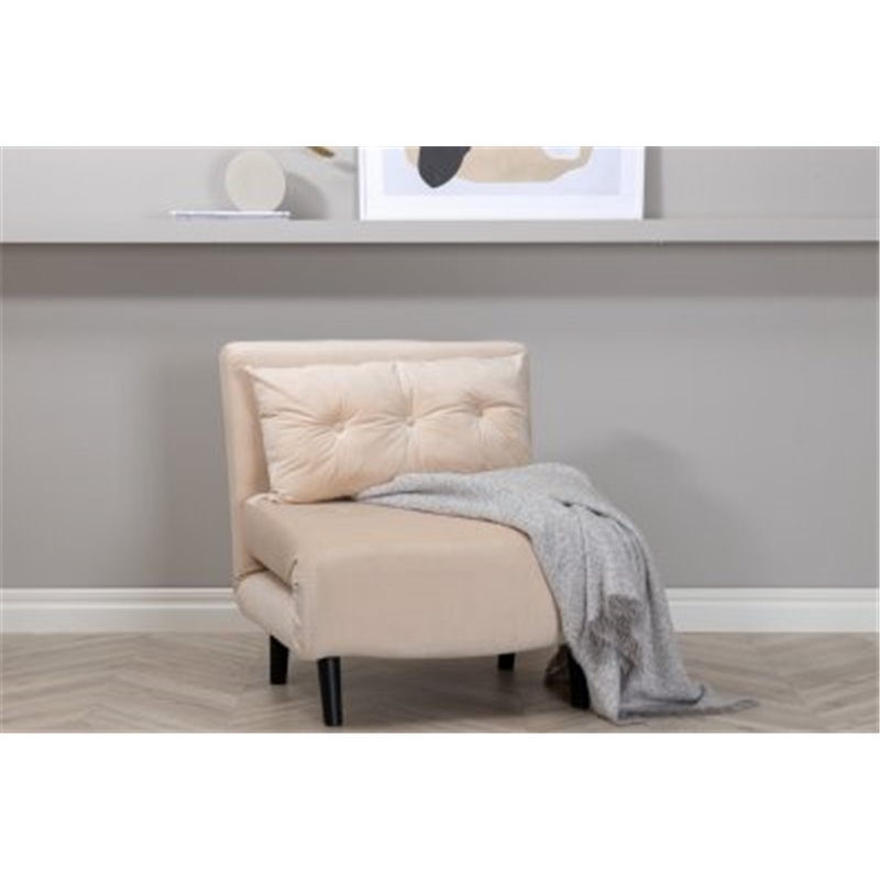 Vicky Folding Bed Single - Sort / Beige Velvet