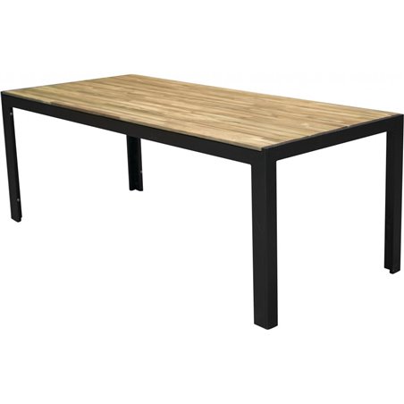 Træ Spisebord 205 * 90cm - Sorte Ben / Acacia