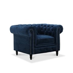 Fåtölj Chesterfield Cambridge - Blå - Sammet