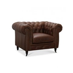 Fåtölj Chesterfield Cambridge - Brun - Oljat/Vaxat Läder