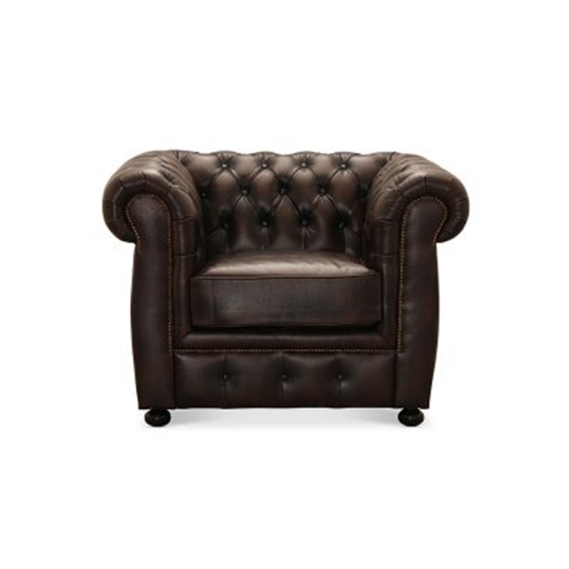 Fåtölj Chesterfield Liverpool - Brun - Läder