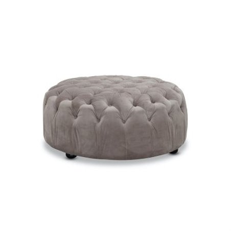 Pall/Puff Chesterfield - Chester - Ljusgrå - Sammet