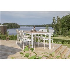 Utebord / Matbord Bois 205x90 cm - Vit / Akacia/Trä