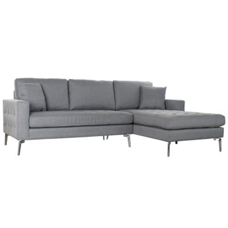 Chaiselong / Divansofa DKD Home Decor linned Metal Mørkegrå (237 x 160 x 85 cm)