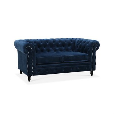 Soffa 2-Sits Chesterfield Cambridge - Blå - Sammet