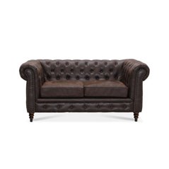 Soffa 2-Sits Chesterfield Cambridge - Brun - Vintagetyg/Microtyg