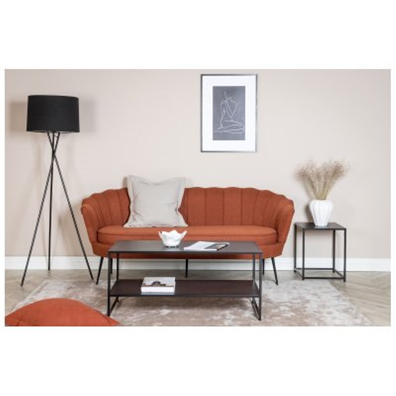 Calais Sofa 3-seater - Rusty Red Fabric - Black Legs