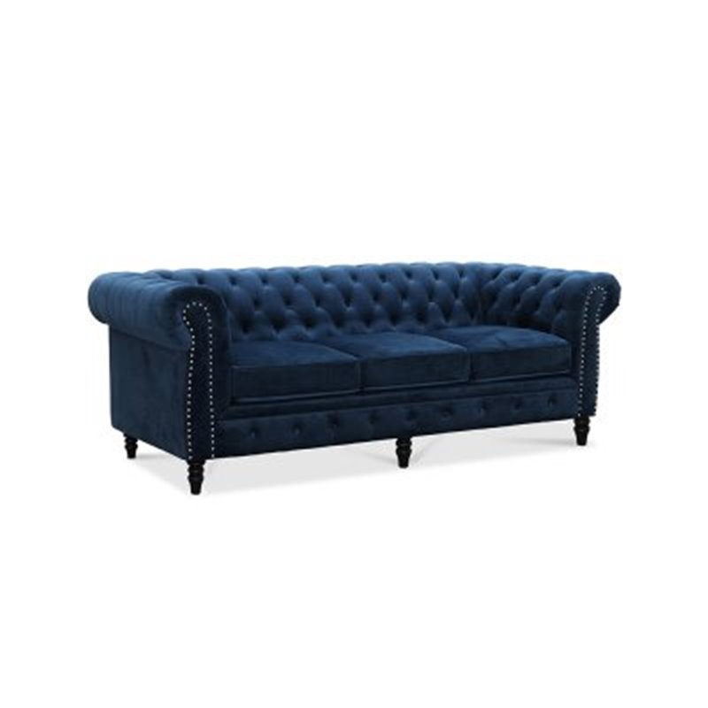 Soffa 3-Sits Chesterfield Cambridge - Blå - Sammet