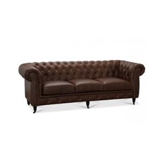 Soffa 3-Sits Chesterfield Cambridge - Brun - Oljad/Vaxad Läder