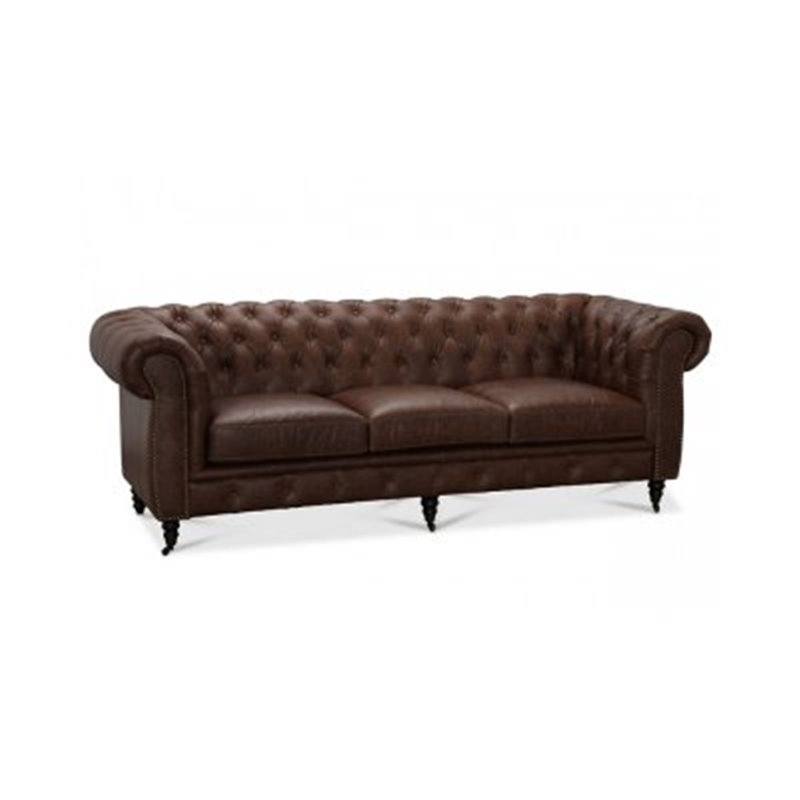 Soffa 3-Sits Chesterfield Cambridge - Brun - Oljad/Vaxad Läder