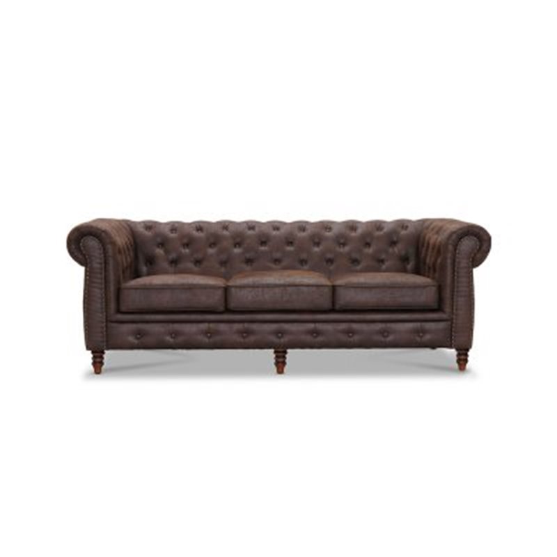 Soffa 3-Sits Chesterfield Cambridge - Brun - Vintagetyg/Microtyg