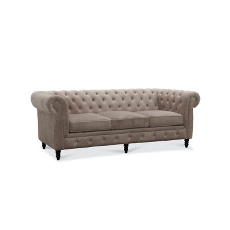 Sohva 3-istuttava Chesterfield Cambridge - Vaaleanharmaa - Velvet