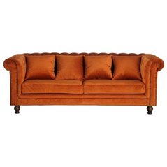 Soffa 3-sits Velvet Sammet - Orange / Rost