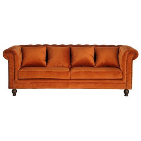 Soffa 3-sits Velvet Sammet - Orange / Rost