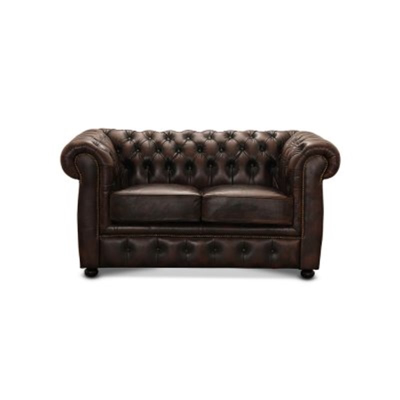 Soffa Chesterfield 2-Sits Liverpool - Brun - Läder