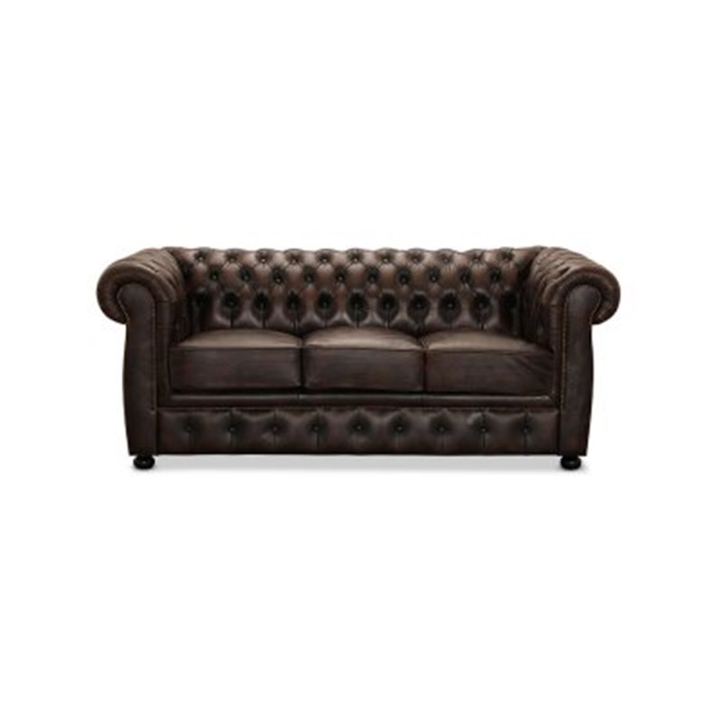 Sofa Chesterfield 3-personers Liverpool - Brun - Læder