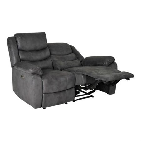 Soffa Recliner 2-Sits Eldriven Winfield - Grå - Tyg