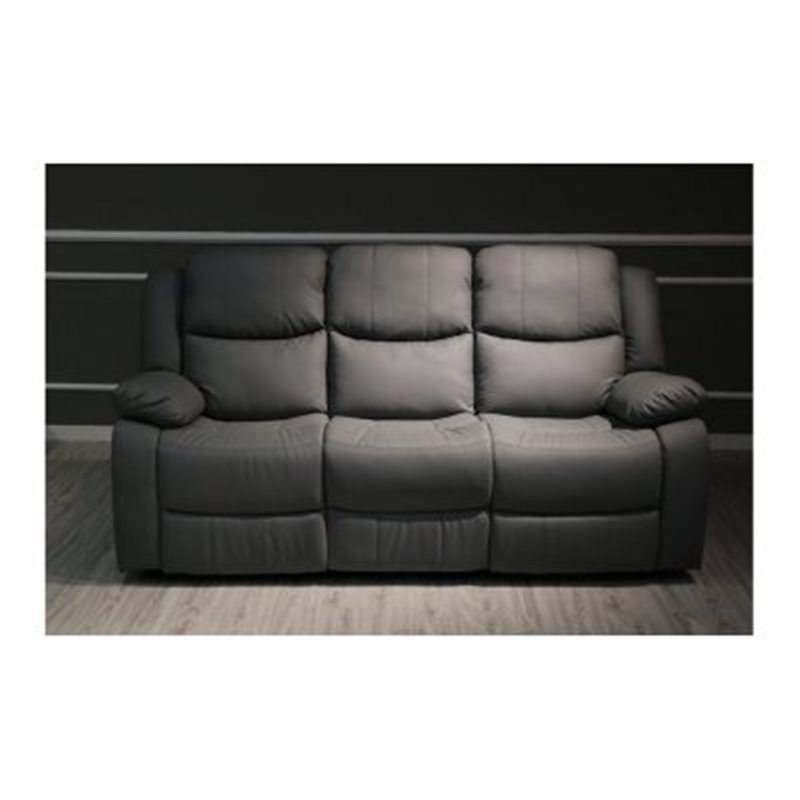 Soffa Recliner 3-sits Alba - Grå Konstläder