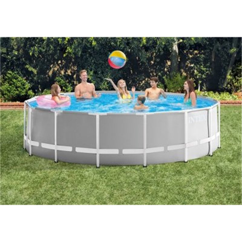 Intex Prism Rund pool med metalramme 457 x 122 cm inklusiv pumpe og stige