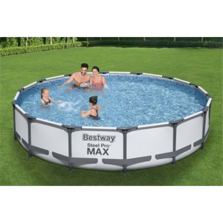 Ovanmarkspool Bestway Steel Pro MAX Ø427x84 cm Rund med Filterpump & Stålram