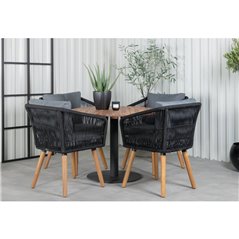 Loungestol/Karmstol Chania med Dyna 2-Pack - Svart / Grå / Trä/Akacia