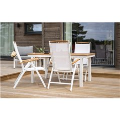 Loungestol/Karmstol Fällbar Panama 2-Pack - Vit / Teak