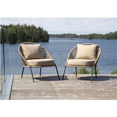 Loungefåtölj 2-Pack Lindos med Dynor - Beige / Svart