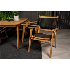 Loungestol / Lænestol Peter 2-Pack - Sort / Træ / Acacia