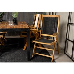 Loungestol Justerbar Peter 2-Pack - Sort / Træ / Acacia