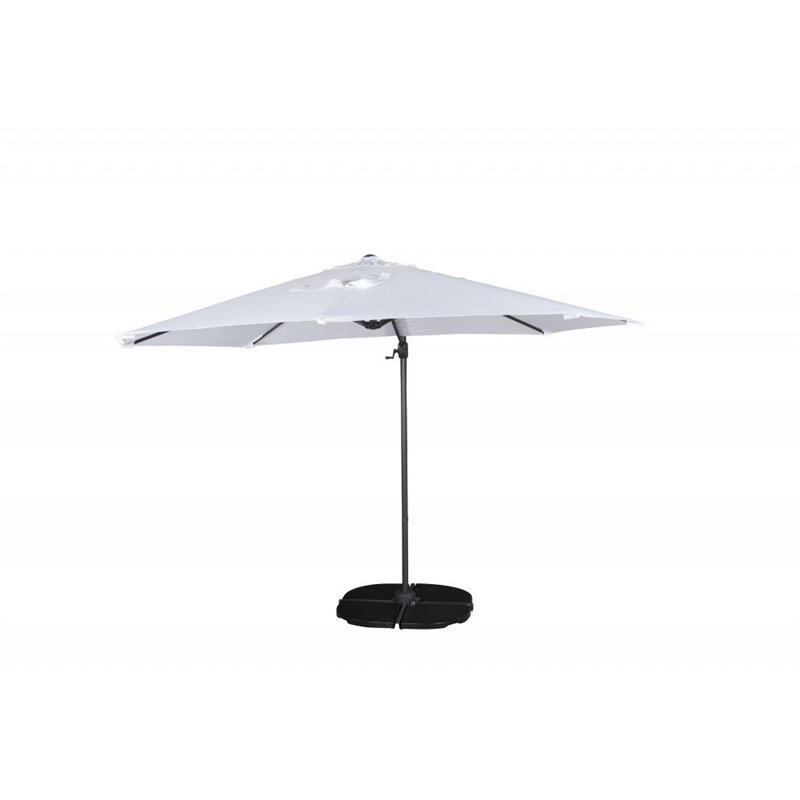 Leeds - Umbrella 3m - svart Aluminium/vit Fabric