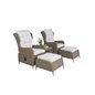 Loungegruppe Washington - 2 stk Hvilestol + 2 stk fodskammel + 1 stk Bord + hynder - Natur / Lys beige